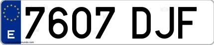 Ejemplo de matrícula española 7607 DJF