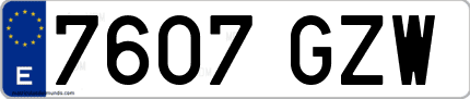 Ejemplo de matrícula de coche ordinaria 7607 GZW