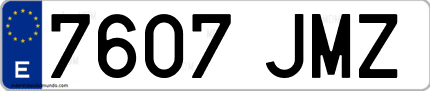 Ejemplo de matrícula de coche ordinaria 7607 JMZ