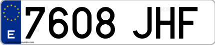 Ejemplo de matrícula de coche ordinaria 7608 JHF