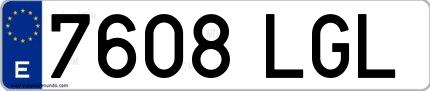 Ejemplo de matrícula española 7608 LGL