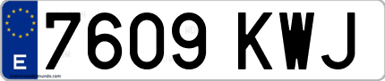 Ejemplo de matrícula de coche ordinaria 7609 KWJ