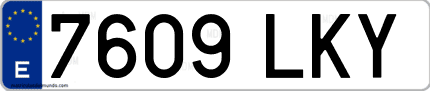 Ejemplo de matrícula de coche ordinaria 7609 LKY