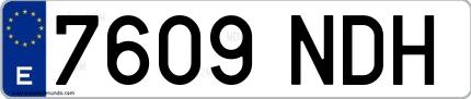 Ejemplo de matrícula española 7609 NDH
