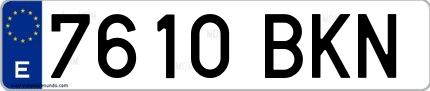 Ejemplo de matrícula española 7610 BKN