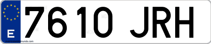 Ejemplo de matrícula de coche ordinaria 7610 JRH