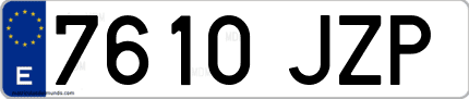 Ejemplo de matrícula de coche ordinaria 7610 JZP