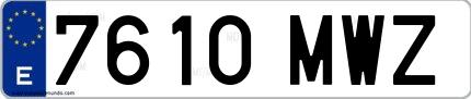 Ejemplo de matrícula española 7610 MWZ