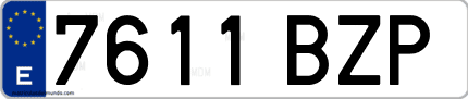 Ejemplo de matrícula de coche ordinaria 7611 BZP