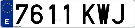 Ejemplo de matrícula española 7611 KWJ