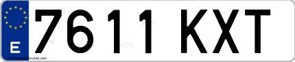 Ejemplo de matrícula española 7611 KXT