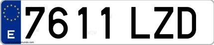 Ejemplo de matrícula española 7611 LZD