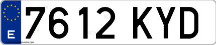 Ejemplo de matrícula de coche ordinaria 7612 KYD