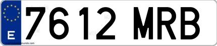 Ejemplo de matrícula española 7612 MRB