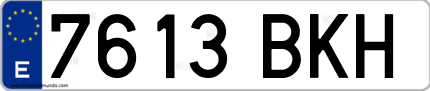 Ejemplo de matrícula de coche ordinaria 7613 BKH