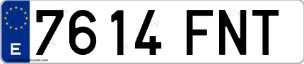 Ejemplo de matrícula de coche ordinaria 7614 FNT