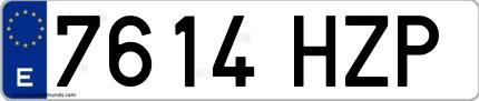 Ejemplo de matrícula española 7614 HZP