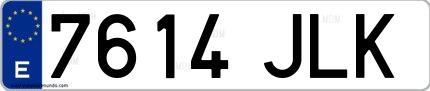 Ejemplo de matrícula española 7614 JLK