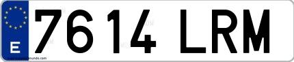 Ejemplo de matrícula española 7614 LRM