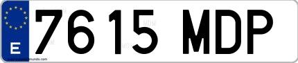 Ejemplo de matrícula española 7615 MDP