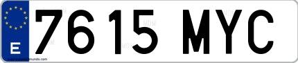 Ejemplo de matrícula española 7615 MYC