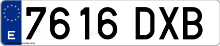 Ejemplo de matrícula de coche ordinaria 7616 DXB