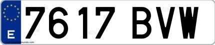 Ejemplo de matrícula española 7617 BVW