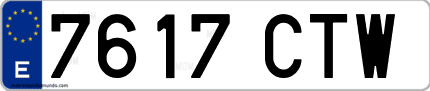 Ejemplo de matrícula de coche ordinaria 7617 CTW