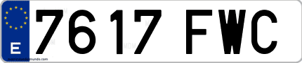 Ejemplo de matrícula de coche ordinaria 7617 FWC