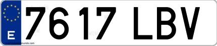 Ejemplo de matrícula española 7617 LBV