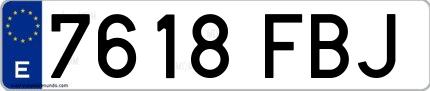 Ejemplo de matrícula española 7618 FBJ