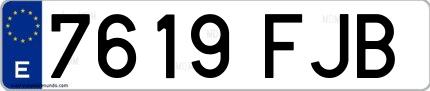 Ejemplo de matrícula española 7619 FJB