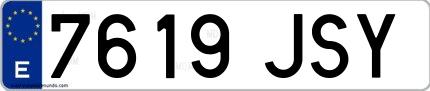 Ejemplo de matrícula española 7619 JSY