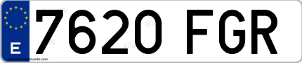 Ejemplo de matrícula de coche ordinaria 7620 FGR