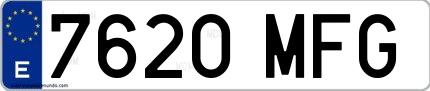 Ejemplo de matrícula española 7620 MFG
