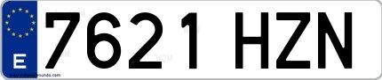 Ejemplo de matrícula española 7621 HZN