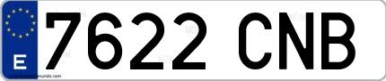 Ejemplo de matrícula española 7622 CNB