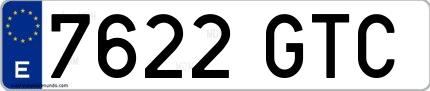 Ejemplo de matrícula española 7622 GTC