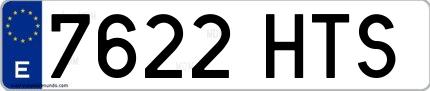 Ejemplo de matrícula española 7622 HTS