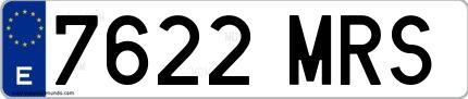Ejemplo de matrícula española 7622 MRS
