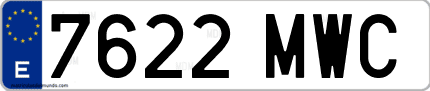 Ejemplo de matrícula de coche ordinaria 7622 MWC