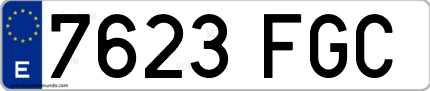 Ejemplo de matrícula de coche ordinaria 7623 FGC