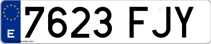 Ejemplo de matrícula de coche ordinaria 7623 FJY