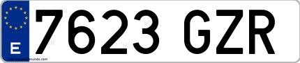 Ejemplo de matrícula española 7623 GZR