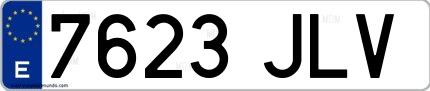 Ejemplo de matrícula española 7623 JLV