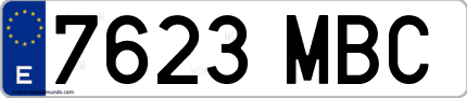 Ejemplo de matrícula de coche ordinaria 7623 MBC