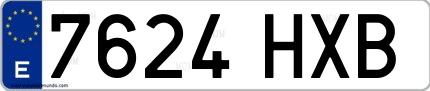 Ejemplo de matrícula española 7624 HXB