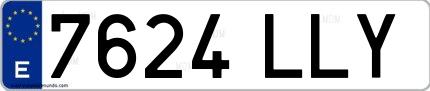 Ejemplo de matrícula española 7624 LLY