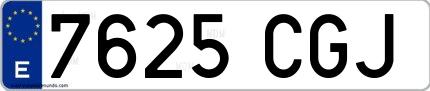 Ejemplo de matrícula española 7625 CGJ