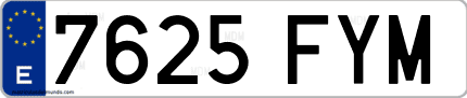 Ejemplo de matrícula de coche ordinaria 7625 FYM